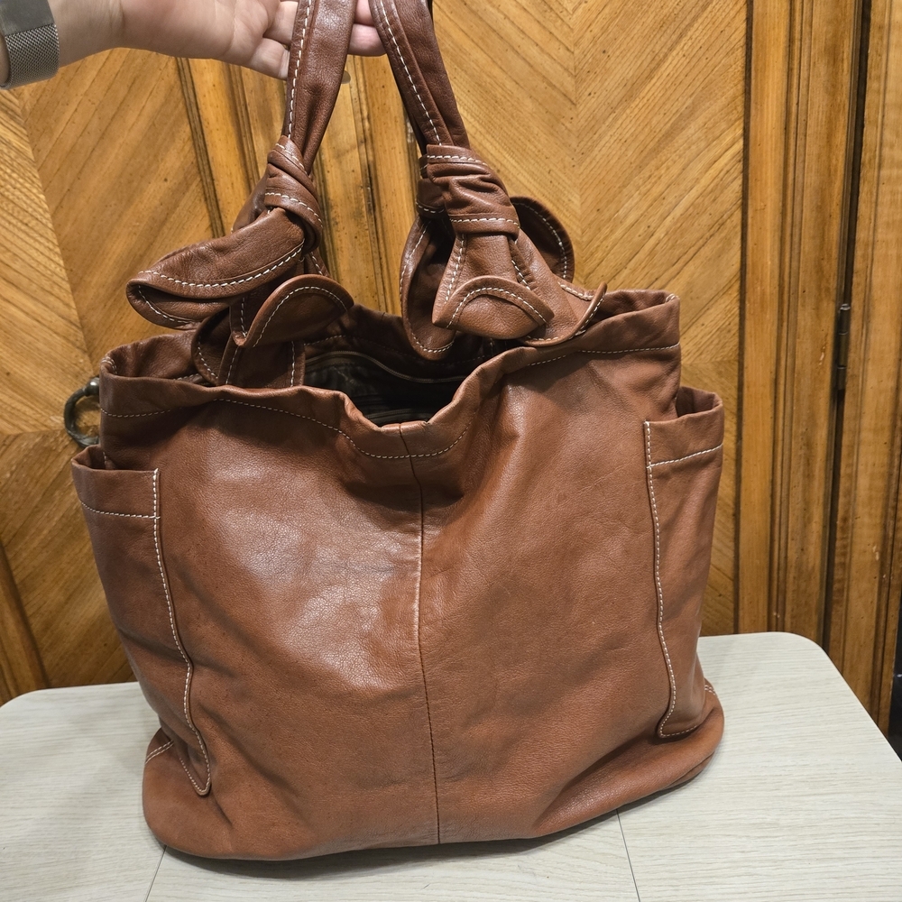 Red Capsicum Leather Tote Bag